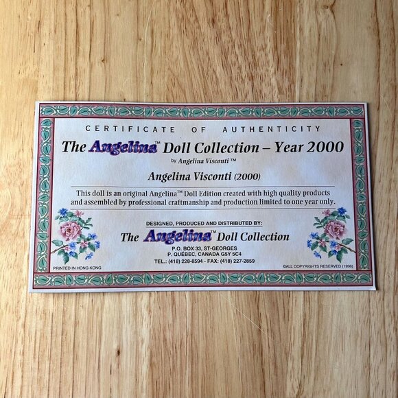 Vintage Angelina Visconti 2000 Fine Porcelain Doll In Box with COA & Stand - Picture 3 of 10